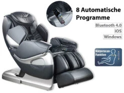 Newgen Medicals Profi Massagesessel:Luxus-Ganzkörper-Massagesessel Mit Bluetooth Und App, Schwarz