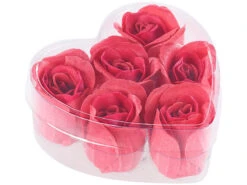 PEARL Baderosen:6 Rote Rosen-Duftseifen In Geschenk-Box