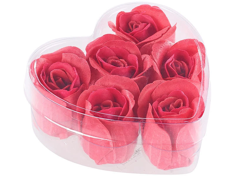 PEARL Baderosen:6 Rote Rosen-Duftseifen In Geschenk-Box 1 PEARL Baderosen:6 Rote Rosen-Duftseifen In Geschenk-Box