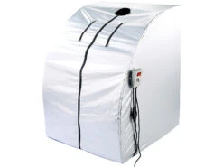 Newgen Medicals Mini Infrarotkabine:Portable Infrarot-Sauna V2 Mit 2 Keramik-Heizern, Klapp-Sitz, 1.600 W