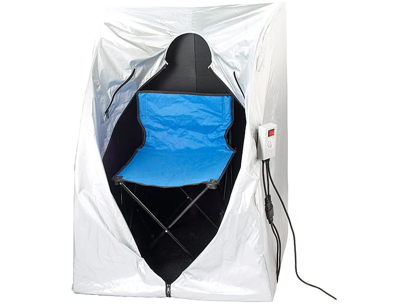 Newgen Medicals Mini Infrarotkabine:Portable Infrarot-Sauna V2 Mit 2 Keramik-Heizern, Klapp-Sitz, 1.600 W 2 Newgen Medicals Mini Infrarotkabine:Portable Infrarot-Sauna V2 Mit 2 Keramik-Heizern, Klapp-Sitz, 1.600 W – Bild 2