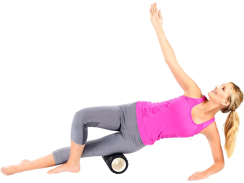 PEARL Sports Fitnessrolle:Fitness-, Pilates- & Yoga-Massage-Rolle Mit Riffeln & Noppen, Ø 14cm 2 PEARL Sports Fitnessrolle:Fitness-, Pilates- & Yoga-Massage-Rolle Mit Riffeln & Noppen, Ø 14cm – Bild 2