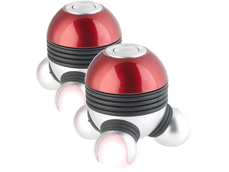 Newgen Medicals Massage-Gerät:2er-Set Mini-Vibrations-Massagegeräte Mit 3 Köpfen & LED-Beleuchtung 1 Newgen Medicals Massage-Gerät:2er-Set Mini-Vibrations-Massagegeräte Mit 3 Köpfen & LED-Beleuchtung