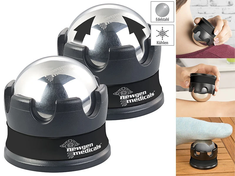 Newgen Medicals Massagekugeln Metall:2er-Set Kühlende Massage-Bälle Aus Edelstahl 1 Newgen Medicals Massagekugeln Metall:2er-Set Kühlende Massage-Bälle Aus Edelstahl