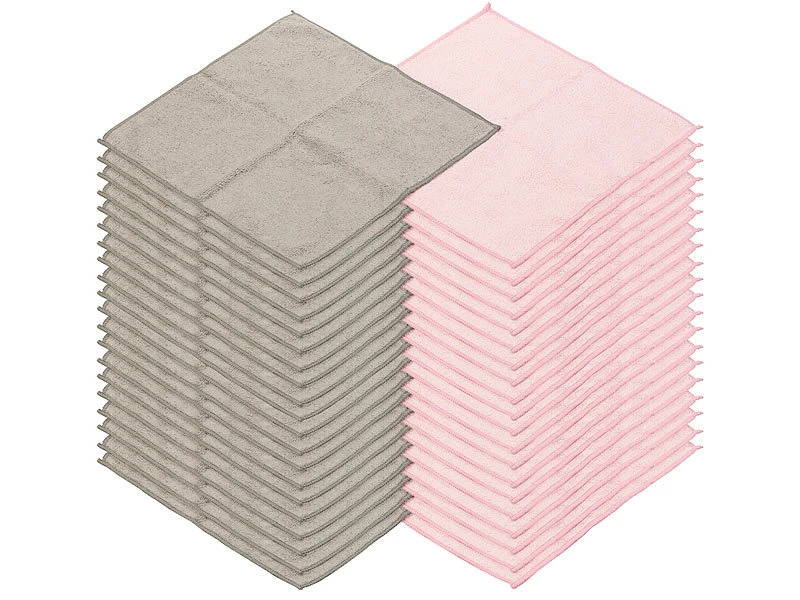 Sichler Beauty Abschmink-Tücher:40 Mikrofaser-Kosmetiktücher Zur Gesichtspflege, Rosa/grau, 30 X 30 Cm 2 Sichler Beauty Abschmink-Tücher:40 Mikrofaser-Kosmetiktücher Zur Gesichtspflege, Rosa/grau, 30 X 30 Cm – Bild 2