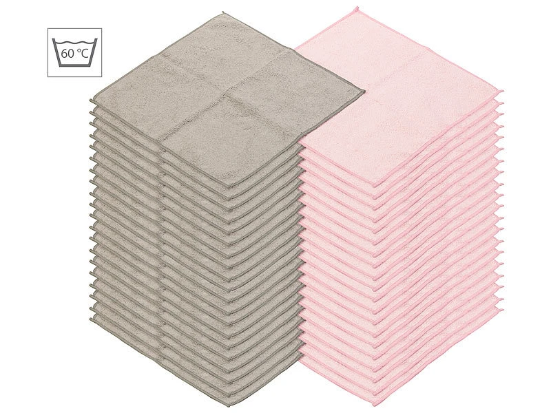 Sichler Beauty Abschmink-Tücher:40 Mikrofaser-Kosmetiktücher Zur Gesichtspflege, Rosa/grau, 30 X 30 Cm 1 Sichler Beauty Abschmink-Tücher:40 Mikrofaser-Kosmetiktücher Zur Gesichtspflege, Rosa/grau, 30 X 30 Cm