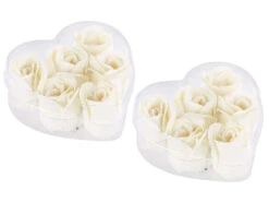 PEARL Bade-Kosmetik Rose:6 Cremeweiße Rosen-Duftseifen In Geschenk-Box, 2er Pack