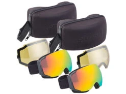 Speeron Skibrille Nacht:2er-Set Ski-&Snowboard-Brillen, Panorama-Sicht & Kratzfestem Revo-Glas
