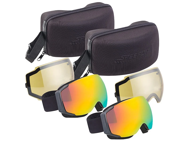 Speeron Skibrille Nacht:2er-Set Ski-&Snowboard-Brillen, Panorama-Sicht & Kratzfestem Revo-Glas 1 Speeron Skibrille Nacht:2er-Set Ski-&Snowboard-Brillen, Panorama-Sicht & Kratzfestem Revo-Glas