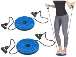 PEARL Sports Fitness Drehscheibe:2er-Set Fitness Twisting Disks Mit Expander Für Bauch, Taille & Arme