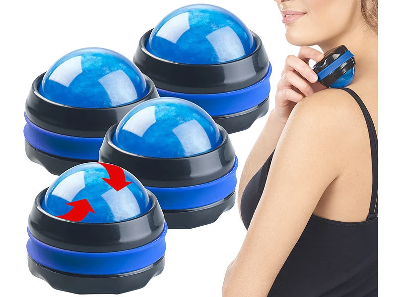 Newgen Medicals Massageroller Nacken:4er-Set Massageroller Für Den Ganzen Körper, Mit 360°-Halterung, Blau 1 Newgen Medicals Massageroller Nacken:4er-Set Massageroller Für Den Ganzen Körper, Mit 360°-Halterung, Blau