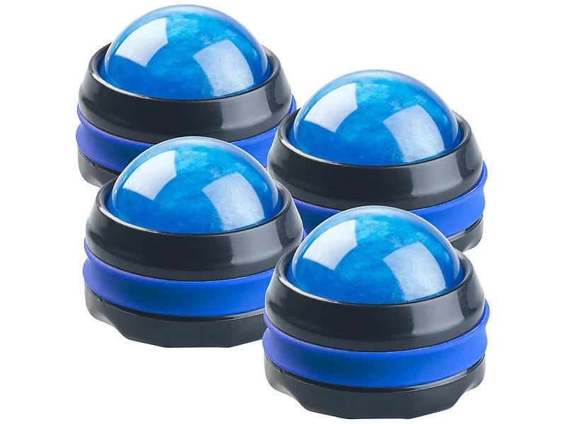 Newgen Medicals Massageroller Nacken:4er-Set Massageroller Für Den Ganzen Körper, Mit 360°-Halterung, Blau 2 Newgen Medicals Massageroller Nacken:4er-Set Massageroller Für Den Ganzen Körper, Mit 360°-Halterung, Blau – Bild 2
