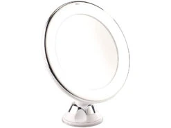 Sichler Beauty Rasierspiegel:Rasier- & Kosmetikspiegel, Ø 17,5 Cm, 5-fach, 25 LEDs, 360°-Saugnapf