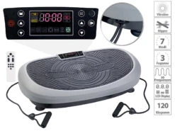 Newgen Medicals Vibrationplatte:7in1-Curved-Vibrationsplatte Mit Oszillation & Expander, Bis 120 Kg