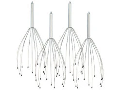 PEARL Kopfkrauler:4er-Set Kopf-Massage-Spinne Kopfmassagegerät Mit Metall-Griff