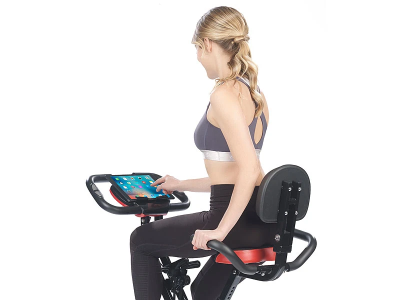 PEARL Sports Crosstrainer:2in1-Klapp-Heimtrainer, 2 Expander, Tablet-Halter, 2,5 Kg Schwungmasse 11 PEARL Sports Crosstrainer:2in1-Klapp-Heimtrainer, 2 Expander, Tablet-Halter, 2,5 Kg Schwungmasse – Bild 11