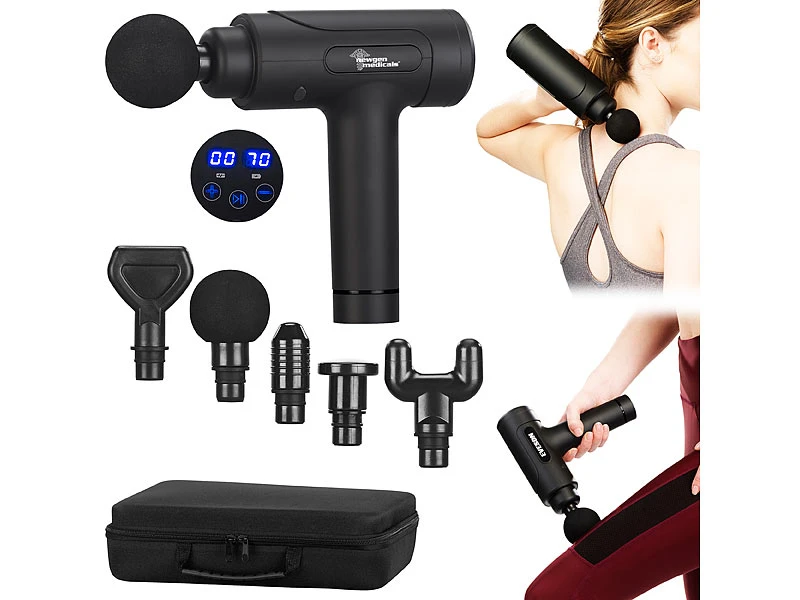 Newgen Medicals Massage Gun:Akku-Hand-Massagegerät Mit 6 Aufsätzen & 20 Stufen, 20 Watt 2 Newgen Medicals Massage Gun:Akku-Hand-Massagegerät Mit 6 Aufsätzen & 20 Stufen, 20 Watt – Bild 2