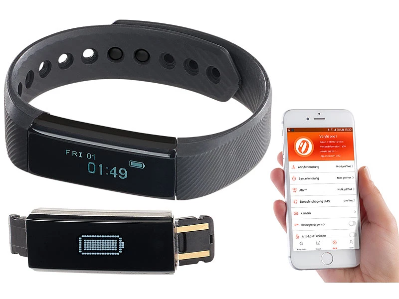 Newgen Medicals Uhr Mit Vibrationsalarm:Fitness-Armband FBT-25, Bluetooth, Benachrichtigungen, OLED, IP67 2 Newgen Medicals Uhr Mit Vibrationsalarm:Fitness-Armband FBT-25, Bluetooth, Benachrichtigungen, OLED, IP67 – Bild 2