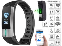 Newgen Medicals Uhr Mit Blutdruckanzeige:Fitness-Armband Mit Blutdruck-, Herzfrequenz- Und EKG-Anzeige, IP67