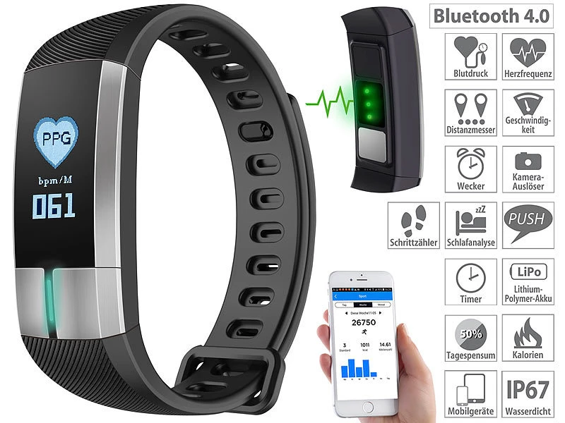 Newgen Medicals Uhr Mit Blutdruckanzeige:Fitness-Armband Mit Blutdruck-, Herzfrequenz- Und EKG-Anzeige, IP67 1 Newgen Medicals Uhr Mit Blutdruckanzeige:Fitness-Armband Mit Blutdruck-, Herzfrequenz- Und EKG-Anzeige, IP67