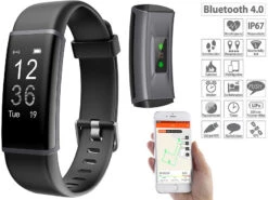 PEARL Fitness-Pulsuhr:Fitness-Armband, GPS-Streckenverlauf, Puls, IP67 (Versandrückläufer)