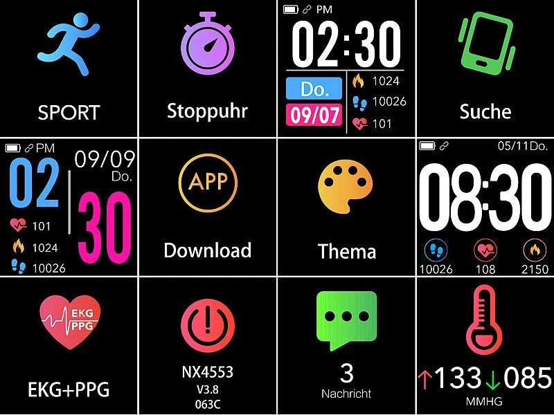 Newgen Medicals Smartwatch EKG Blutdruck:Fitness-Uhr Mit Bluetooth, Herzfrequenz (Versandrückläufer) 8 Newgen Medicals Smartwatch EKG Blutdruck:Fitness-Uhr Mit Bluetooth, Herzfrequenz (Versandrückläufer) – Bild 8