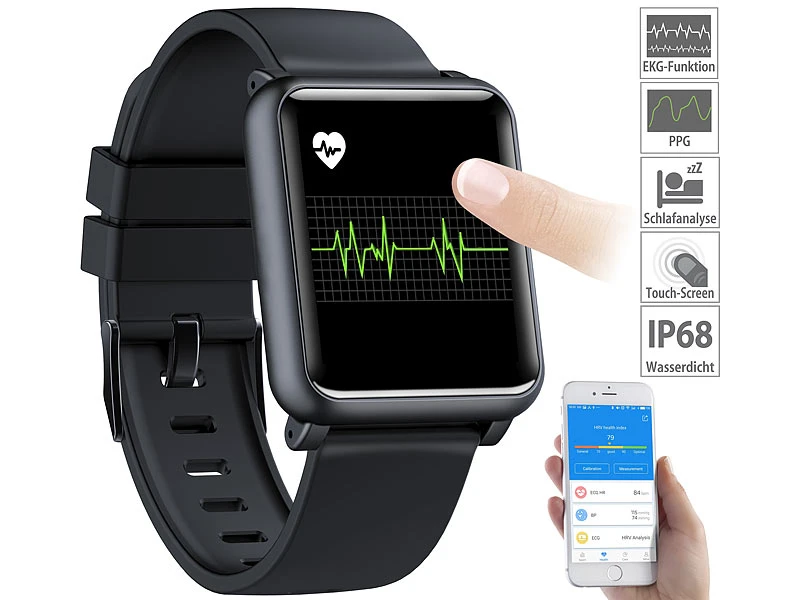 Newgen Medicals Gesundheitsuhr Mit EKG:Fitness-Uhr Mit EKG- & Blutdruckanzeige, Versandrückläufer 1 Newgen Medicals Gesundheitsuhr Mit EKG:Fitness-Uhr Mit EKG- & Blutdruckanzeige, Versandrückläufer