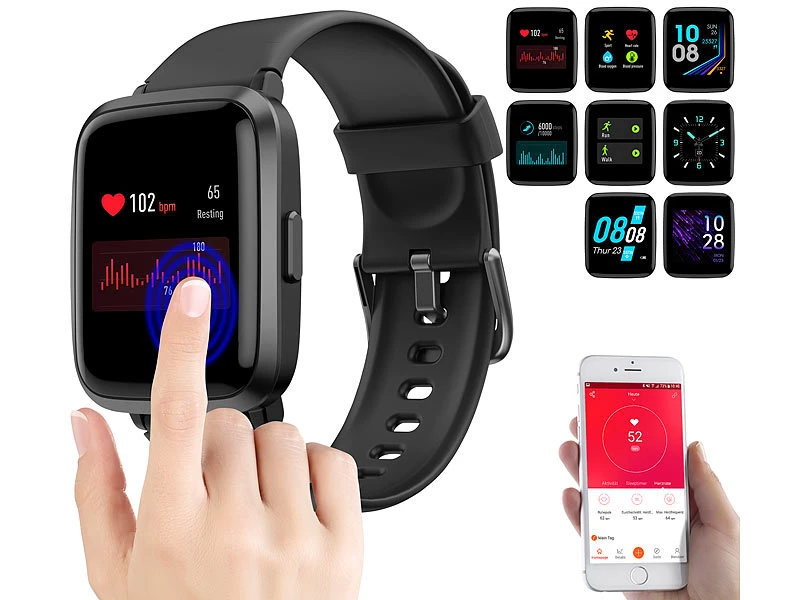 Newgen Medicals Smartuhren:Fitness-Armband Mit Glas-Touchscreen-Display, SpO2-Anzeige, App, IP68 2 Newgen Medicals Smartuhren:Fitness-Armband Mit Glas-Touchscreen-Display, SpO2-Anzeige, App, IP68 – Bild 2