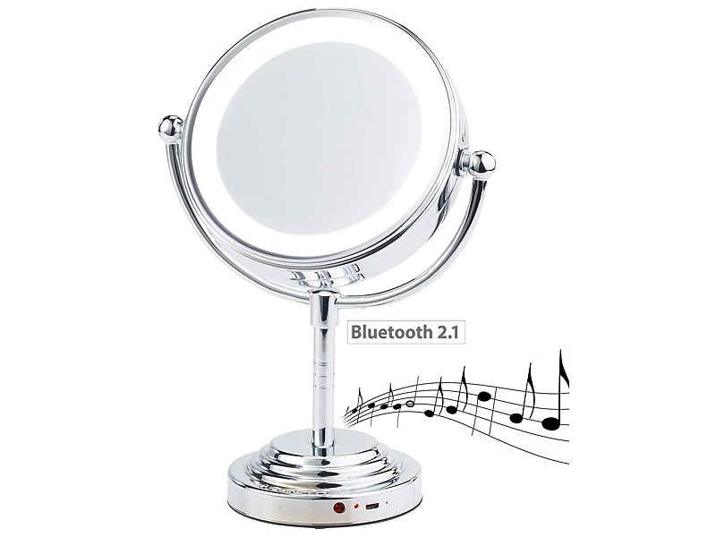 Sichler Beauty Kosmetik-Spiegel:LED-Kosmetikspiegel Mit Akku, Bluetooth-Lautsprecher, 1x / 5x Vergröß. 2 Sichler Beauty Kosmetik-Spiegel:LED-Kosmetikspiegel Mit Akku, Bluetooth-Lautsprecher, 1x / 5x Vergröß. – Bild 2