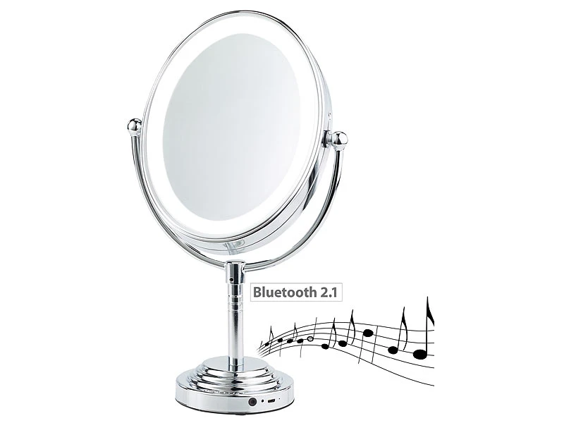 Sichler Beauty Schmink-Spiegel:XL-LED-Kosmetikspiegel, Akku, Bluetooth-Lautsprecher, 1x / 5x Vergröß. 2 Sichler Beauty Schmink-Spiegel:XL-LED-Kosmetikspiegel, Akku, Bluetooth-Lautsprecher, 1x / 5x Vergröß. – Bild 2