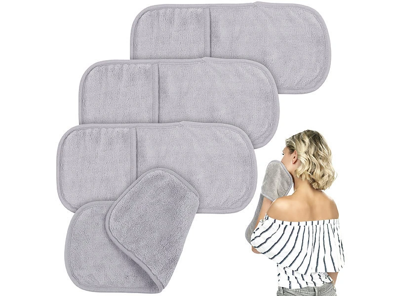 Sichler Beauty Mikrofaser Waschlappen:4er-Set 2in1-Mikrofaser-Kosmetiktücher Und Reinigungs-Handschuhe 1 Sichler Beauty Mikrofaser Waschlappen:4er-Set 2in1-Mikrofaser-Kosmetiktücher Und Reinigungs-Handschuhe