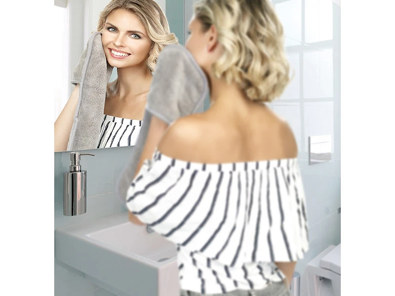 Sichler Beauty Mikrofaser Waschlappen:4er-Set 2in1-Mikrofaser-Kosmetiktücher Und Reinigungs-Handschuhe 3 Sichler Beauty Mikrofaser Waschlappen:4er-Set 2in1-Mikrofaser-Kosmetiktücher Und Reinigungs-Handschuhe – Bild 3