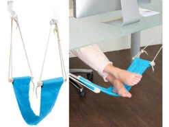 PEARL Fußhängematte:Fuß-Hängematte Mit Echtholz-Stäben, Zum Einhängen Unterm Tisch, 60 Cm