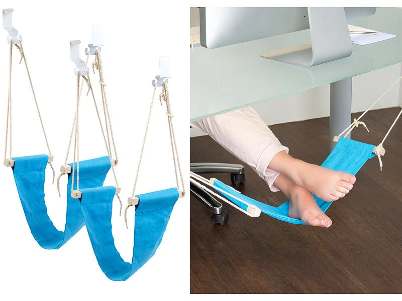 PEARL Fußablage:2er-Set Fuß-Hängematten Mit Echtholz-Stäben, Zum Einhängen, 60 Cm 1 PEARL Fußablage:2er-Set Fuß-Hängematten Mit Echtholz-Stäben, Zum Einhängen, 60 Cm