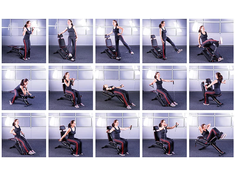 PEARL Sports Fitnessbank Übungen:40in1-Ganzkörper-Krafttrainer HT-640, 40 Übungen (Versandrückläufer) 5 PEARL Sports Fitnessbank Übungen:40in1-Ganzkörper-Krafttrainer HT-640, 40 Übungen (Versandrückläufer) – Bild 5