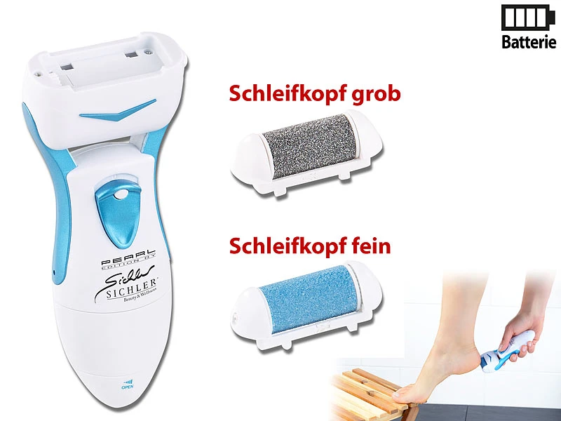 Sichler Beauty Hornhautraspler:Elektrischer Hornhaut-Entferner SB-30.bc Mit 2 Schleif-Köpfen 1 Sichler Beauty Hornhautraspler:Elektrischer Hornhaut-Entferner SB-30.bc Mit 2 Schleif-Köpfen