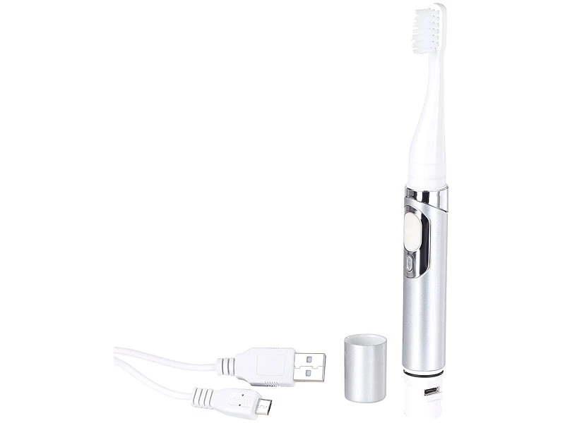 Newgen Medicals Elektrische Zahnbürste:2er-Set USB-Akku-Reise-Schallzahnbürste 28.000 RpM, IPX7, Timer 5 Newgen Medicals Elektrische Zahnbürste:2er-Set USB-Akku-Reise-Schallzahnbürste 28.000 RpM, IPX7, Timer – Bild 5