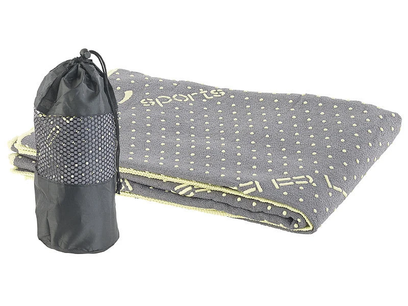PEARL Sports Sporthandtuch Mit Noppen:2in1-Mikrofaser-Yoga-Handtuch & Auflage, Saugfähig, Rutschfest, Grau 1 PEARL Sports Sporthandtuch Mit Noppen:2in1-Mikrofaser-Yoga-Handtuch & Auflage, Saugfähig, Rutschfest, Grau