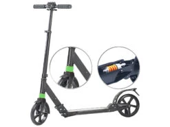PEARL Scooter Mit Federung:Klappbarer Profi-City-Roller, XXL-Räder, 2-fache Federung, Bis 100 Kg