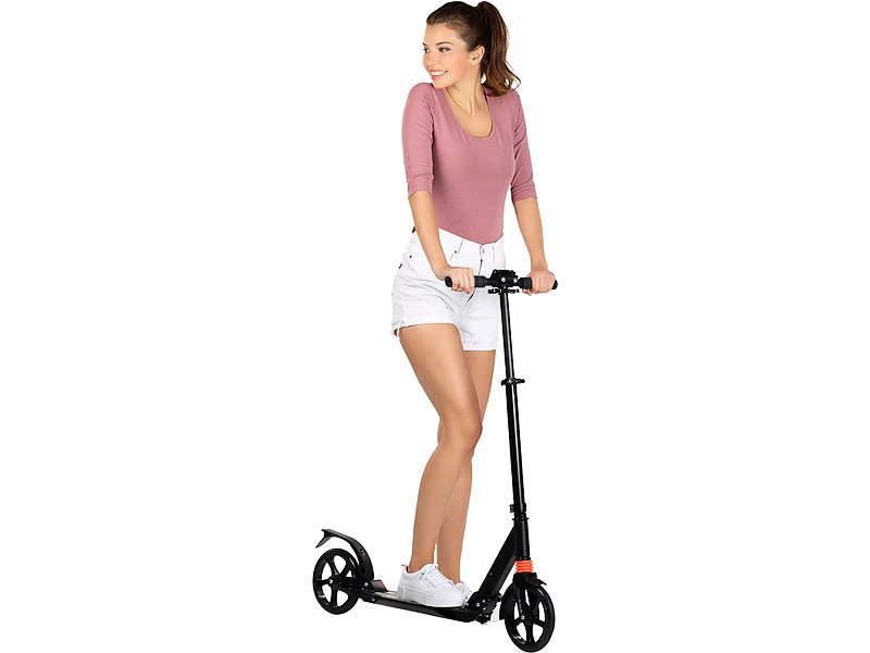 PEARL Scooter Mit Federung:Klappbarer Profi-City-Roller, XXL-Räder, 2-fache Federung, Bis 100 Kg 4 PEARL Scooter Mit Federung:Klappbarer Profi-City-Roller, XXL-Räder, 2-fache Federung, Bis 100 Kg – Bild 4