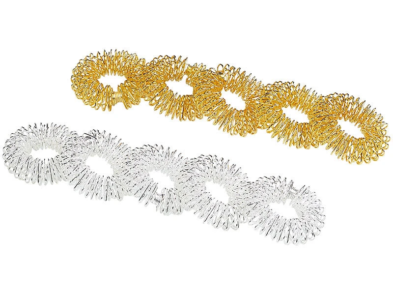 Newgen Medicals Massagering:10er-Set Akupressur-Ringe Zur Fingermassage, Gold- Und Silberfarben 2 Newgen Medicals Massagering:10er-Set Akupressur-Ringe Zur Fingermassage, Gold- Und Silberfarben – Bild 2