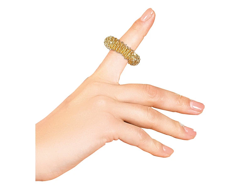 Newgen Medicals Massagering:10er-Set Akupressur-Ringe Zur Fingermassage, Gold- Und Silberfarben 3 Newgen Medicals Massagering:10er-Set Akupressur-Ringe Zur Fingermassage, Gold- Und Silberfarben – Bild 3