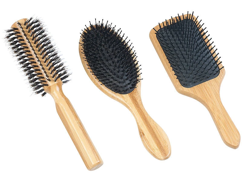 Sichler Beauty Bürste:3er-Set Haarbürsten Aus Bambusholz, Rund-, Paddel- Und Pflegebürste 1 Sichler Beauty Bürste:3er-Set Haarbürsten Aus Bambusholz, Rund-, Paddel- Und Pflegebürste