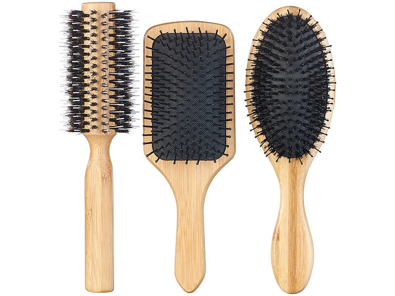 Sichler Beauty Bürste:3er-Set Haarbürsten Aus Bambusholz, Rund-, Paddel- Und Pflegebürste 5 Sichler Beauty Bürste:3er-Set Haarbürsten Aus Bambusholz, Rund-, Paddel- Und Pflegebürste – Bild 5