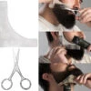 Sichler Barttrimmer:Edelstahl-Bartschneide-Set: Bartschere Und 2in1-Kamm Mit Schablone