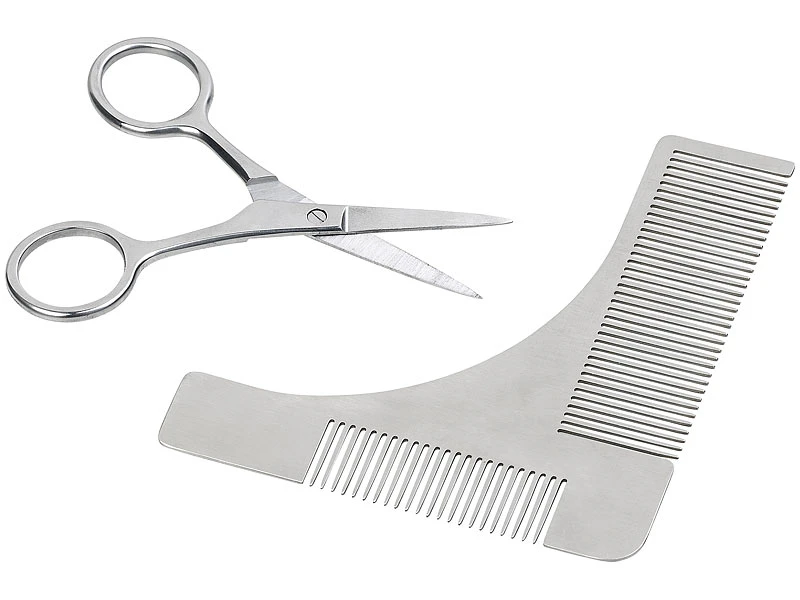 Sichler Barttrimmer:Edelstahl-Bartschneide-Set: Bartschere Und 2in1-Kamm Mit Schablone 3 Sichler Barttrimmer:Edelstahl-Bartschneide-Set: Bartschere Und 2in1-Kamm Mit Schablone – Bild 3