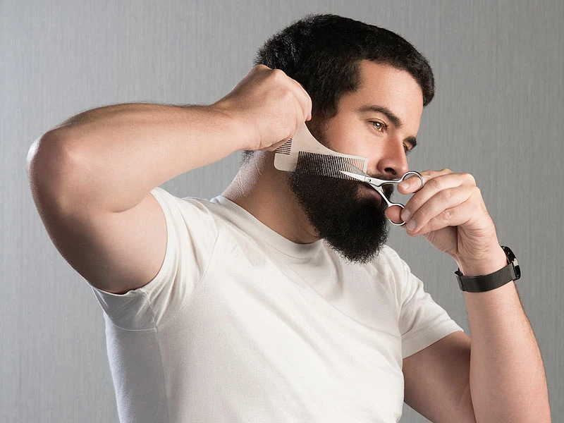 Sichler Barttrimmer:Edelstahl-Bartschneide-Set: Bartschere Und 2in1-Kamm Mit Schablone 11 Sichler Barttrimmer:Edelstahl-Bartschneide-Set: Bartschere Und 2in1-Kamm Mit Schablone – Bild 11