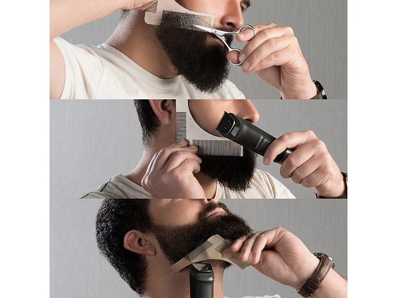 Sichler Barttrimmer:Edelstahl-Bartschneide-Set: Bartschere Und 2in1-Kamm Mit Schablone 5 Sichler Barttrimmer:Edelstahl-Bartschneide-Set: Bartschere Und 2in1-Kamm Mit Schablone – Bild 5