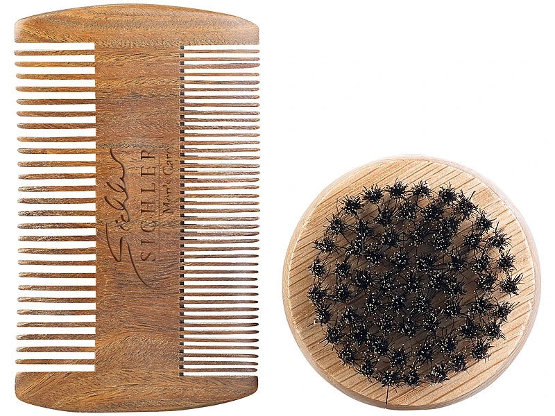 Sichler Kamm:Bartpflege-Set: 2-seitiger Holzkamm & Bartbürste (Wildschweinborsten) 4 Sichler Kamm:Bartpflege-Set: 2-seitiger Holzkamm & Bartbürste (Wildschweinborsten) – Bild 4