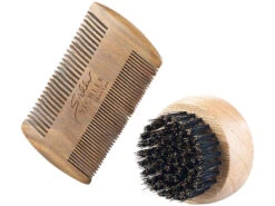 Sichler Kamm:Bartpflege-Set: 2-seitiger Holzkamm & Bartbürste (Wildschweinborsten) 20 Sichler Kamm:Bartpflege-Set: 2-seitiger Holzkamm & Bartbürste (Wildschweinborsten) -Newgen medicals Shop nx7886 7